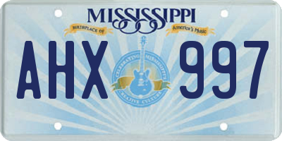 MS license plate AHX997
