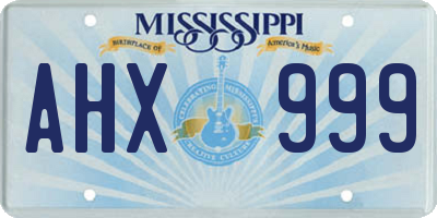 MS license plate AHX999