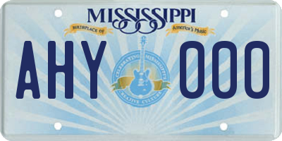 MS license plate AHY000
