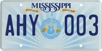MS license plate AHY003