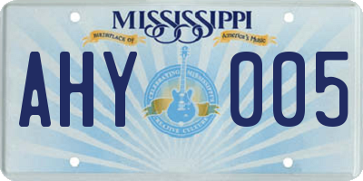 MS license plate AHY005