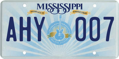MS license plate AHY007