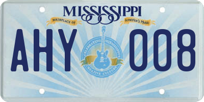 MS license plate AHY008