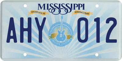 MS license plate AHY012