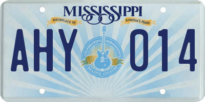 MS license plate AHY014