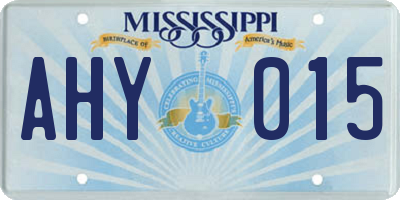 MS license plate AHY015