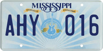 MS license plate AHY016