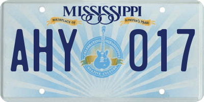 MS license plate AHY017