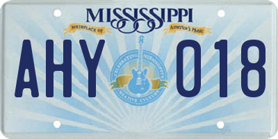 MS license plate AHY018