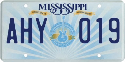 MS license plate AHY019