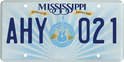 MS license plate AHY021