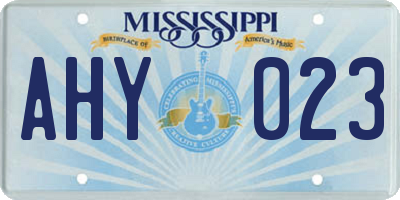 MS license plate AHY023