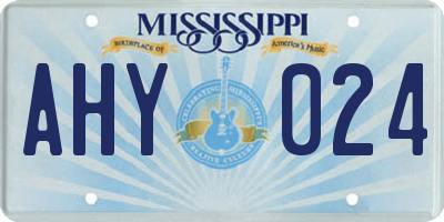 MS license plate AHY024
