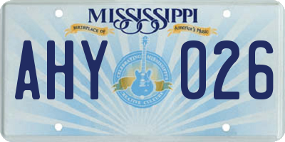 MS license plate AHY026