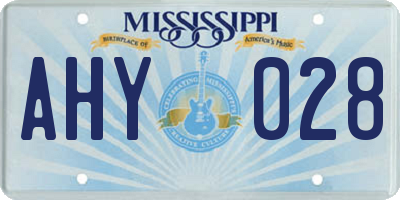 MS license plate AHY028
