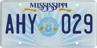 MS license plate AHY029
