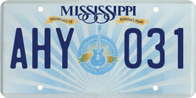 MS license plate AHY031