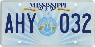 MS license plate AHY032
