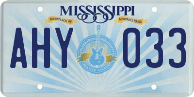 MS license plate AHY033