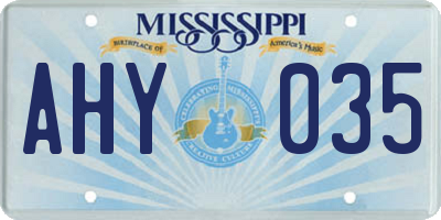 MS license plate AHY035