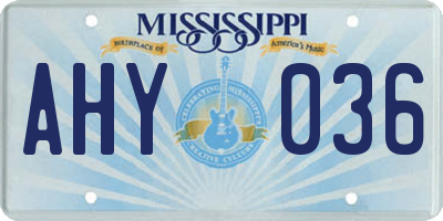 MS license plate AHY036