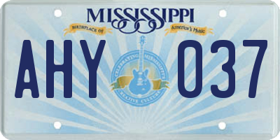 MS license plate AHY037