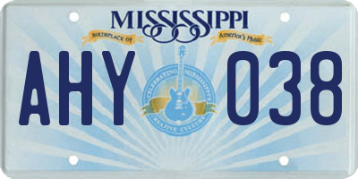 MS license plate AHY038