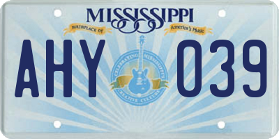 MS license plate AHY039