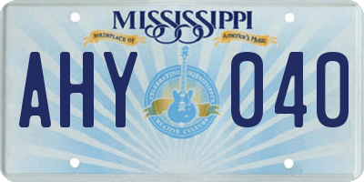 MS license plate AHY040