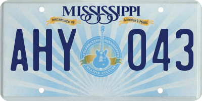 MS license plate AHY043