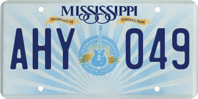 MS license plate AHY049