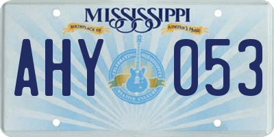 MS license plate AHY053