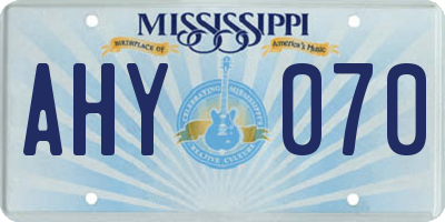 MS license plate AHY070