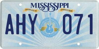 MS license plate AHY071