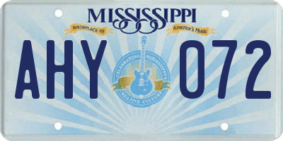 MS license plate AHY072