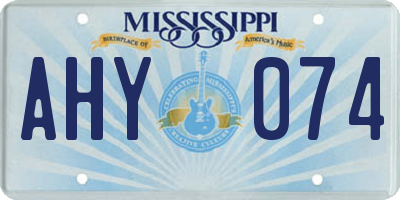 MS license plate AHY074
