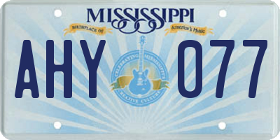 MS license plate AHY077
