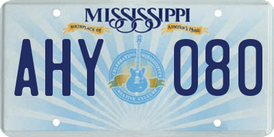 MS license plate AHY080