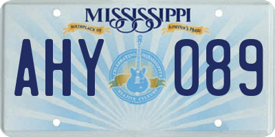 MS license plate AHY089