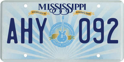 MS license plate AHY092