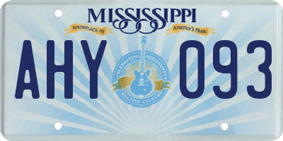 MS license plate AHY093