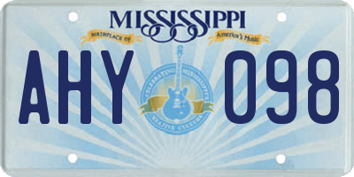 MS license plate AHY098