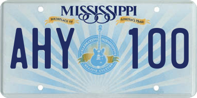 MS license plate AHY100