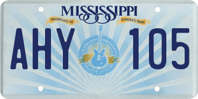 MS license plate AHY105