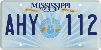 MS license plate AHY112