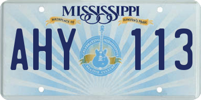 MS license plate AHY113