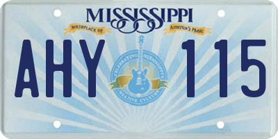 MS license plate AHY115