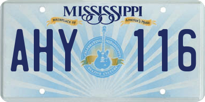 MS license plate AHY116