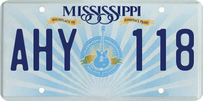 MS license plate AHY118
