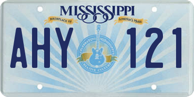 MS license plate AHY121